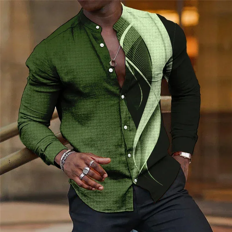 

Hawaii New Men's Shirt 3D Line Long Sleeve Shirt Party Ball Collar Oversized T-shirt Shirt Summer Clothing 2023 High Quality
