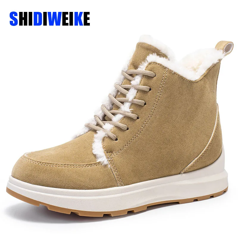 

SDWK Winter Shoes Women Snow Boots Thick Sole Warm Plush Cold Winter Shoes Leather Suede Women Ankle Boots AD4745