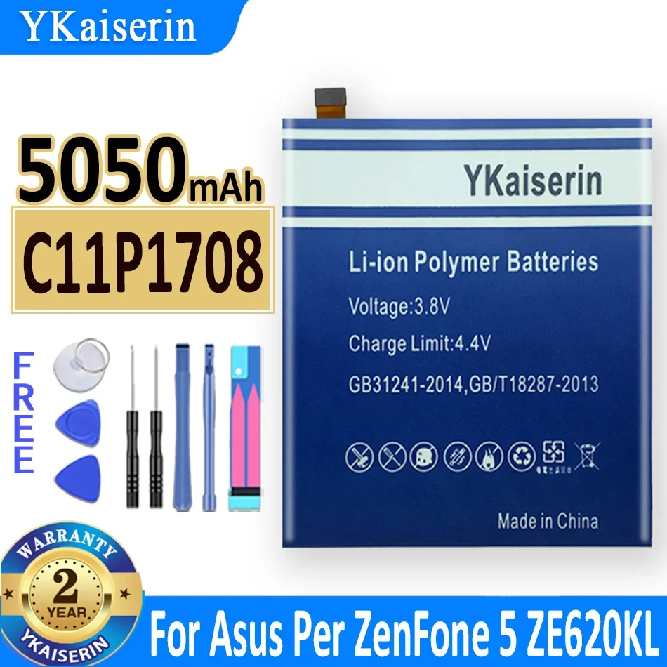 

5050mah YKaiserin Battery C11P1708 for Asus Per ZenFone 5 ZenFone5 ZE620KL Bateria + Free Tools