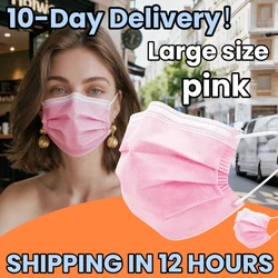 Bulk Pack of 200 Pink Disposable Masks - Breathable 3 - Layer Design with Adjustable Ear Loops and Secure Fit Nose Pad - Ideal - 10Piece (Pink)
