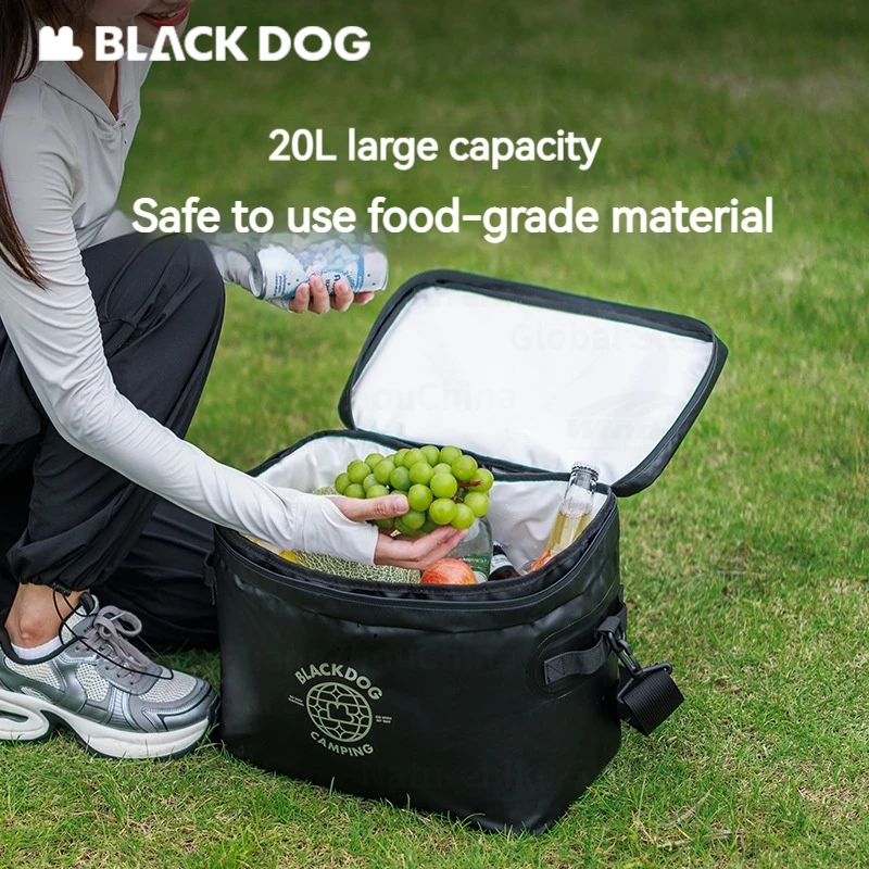 BLACKDOG 20L 아이스백 피크닉 숄더 스트랩 포함 야외 휴대용 캠핑 누수 방지 단열 보온 도시락 쿨러 PVC 박스