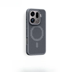 Fashion Honeycomb Magnetic Phone Case with Wireless Charging and Shockproof Protection - OPPO Find X9 (Grey)