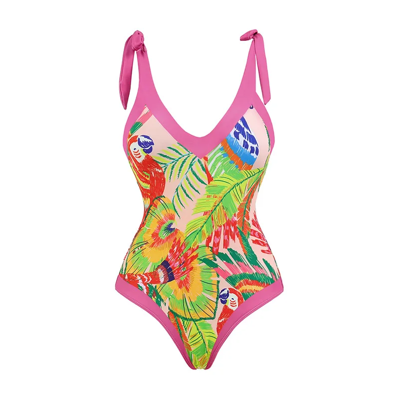 Retro New European and American One-piece Swimsuit for Women V-neck Belly Cover Thin Skirt Hot Spring Beach Skirt