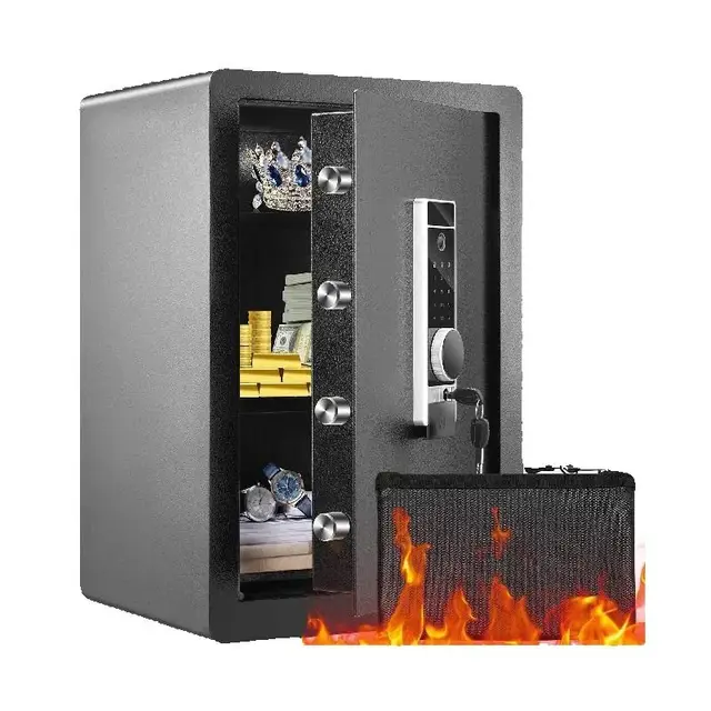 SucceBuy Electric Safe 2.2/1.8 Cubic Feet Fingerprint&Digital Security Cabinet Safe W/ Fire-proof Bag for Cash Jewelry Documents 1