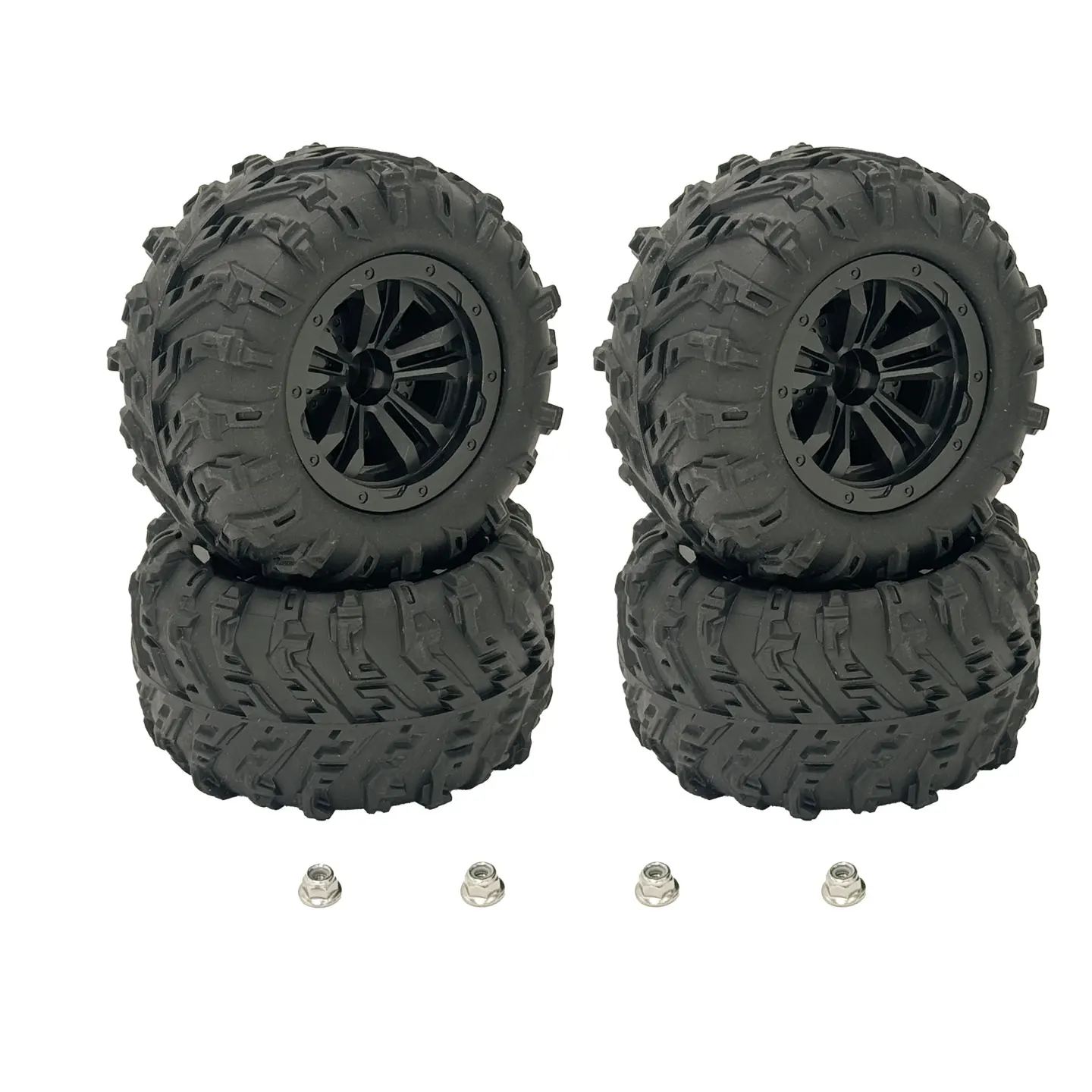 Pneu de rechange pour voiture télécommandée SCY 16101/16102/16103, caoutchouc robuste avec flancs blancs et crampons profonds.