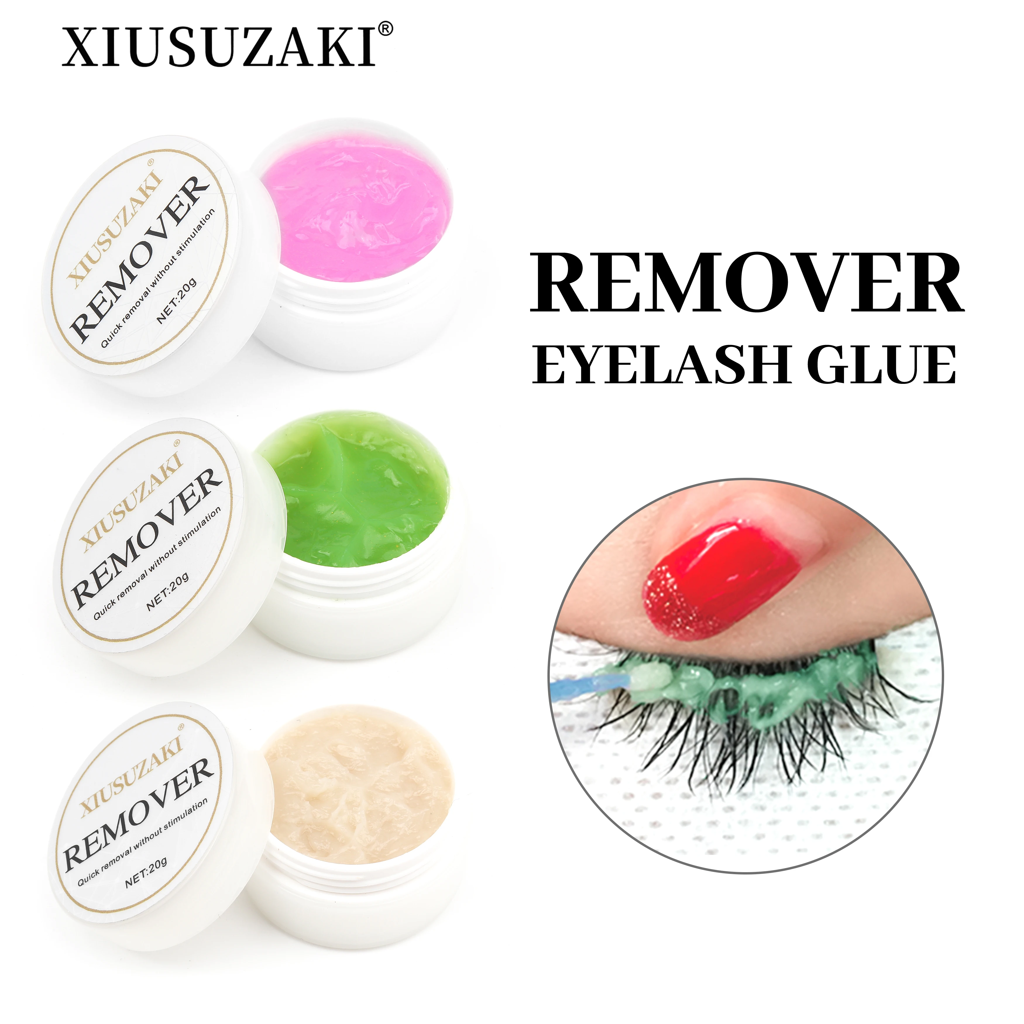 

XIUSUZAKI Eyelash Extension Lash Glue Remover 20g Eyelash Glue Primer Adhesive Hardener Fast Remove Strong Bond