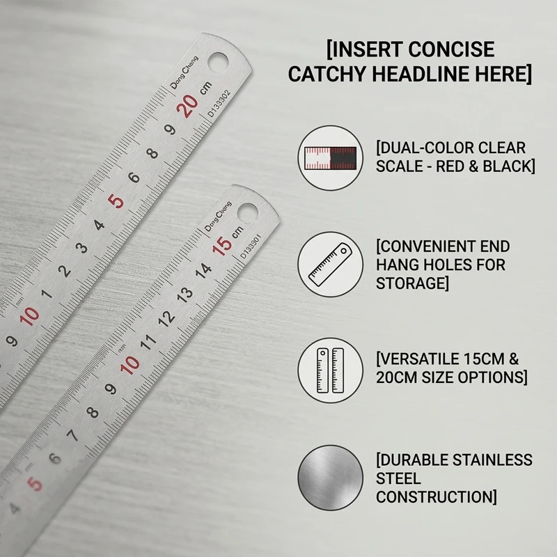스테인레스 스틸 자 2Cr13 150mm 200mm 금속 직선형 1.76mm 두께 정밀 눈금 0.5mm 눈금 표시 엔지니어링 측정