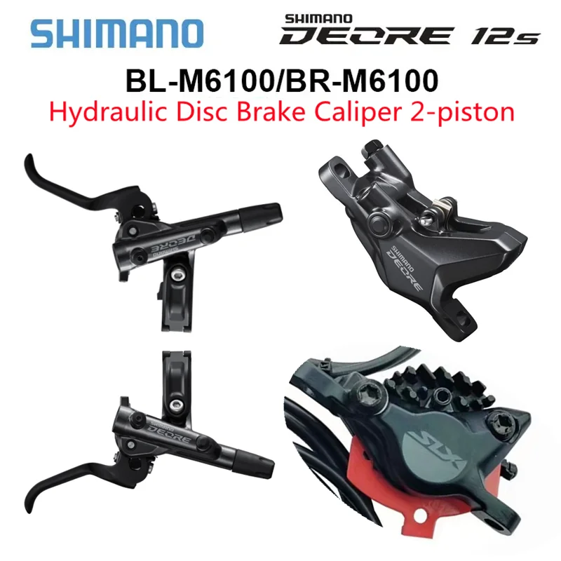 Shimano-Deore M6100油圧ディスクブレーキキャリパー,2ピストン