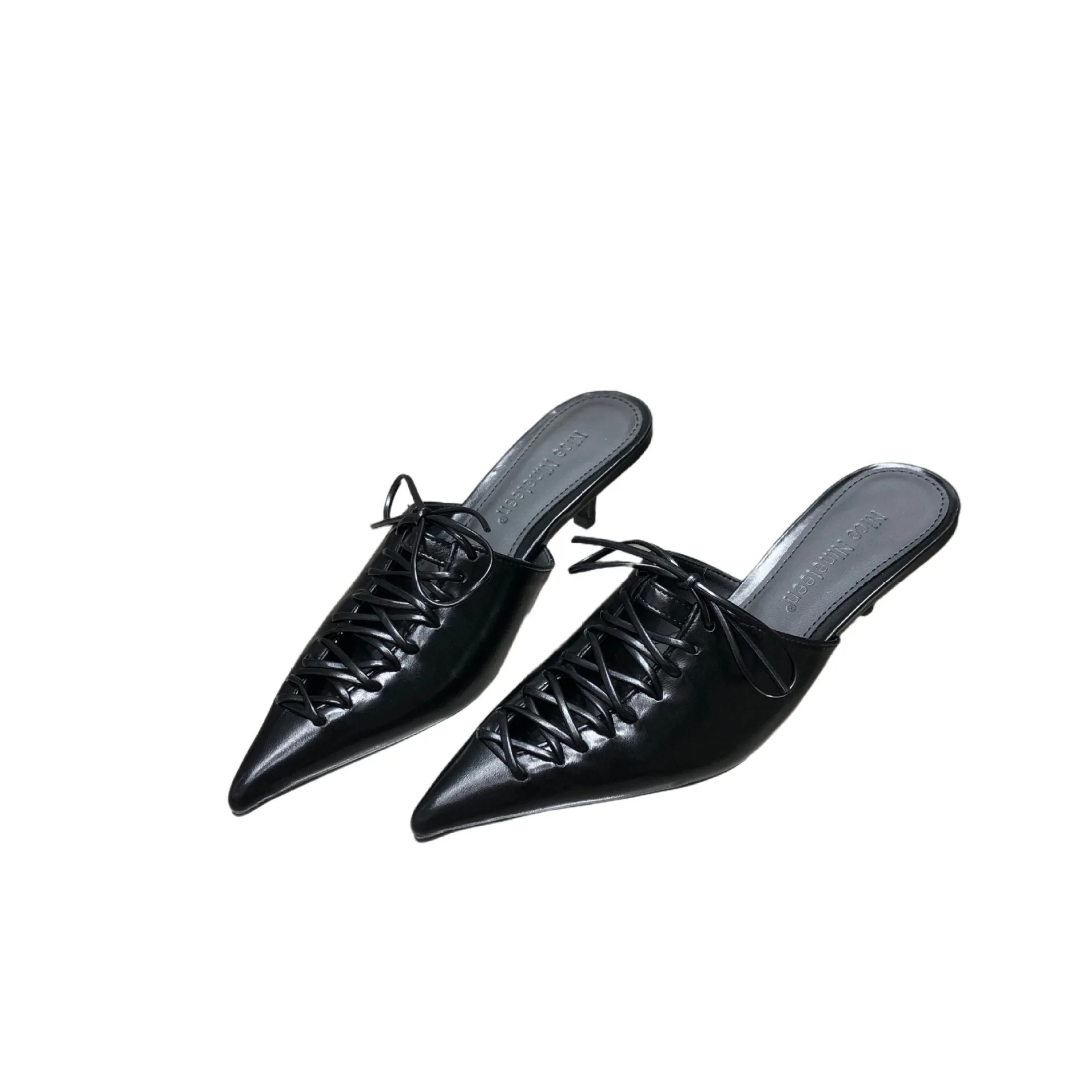 High Heel Slippers, European and American Fashion Style, Tied Wrap, Pointed Head, Thin Heels, Versatile Style, Versatile