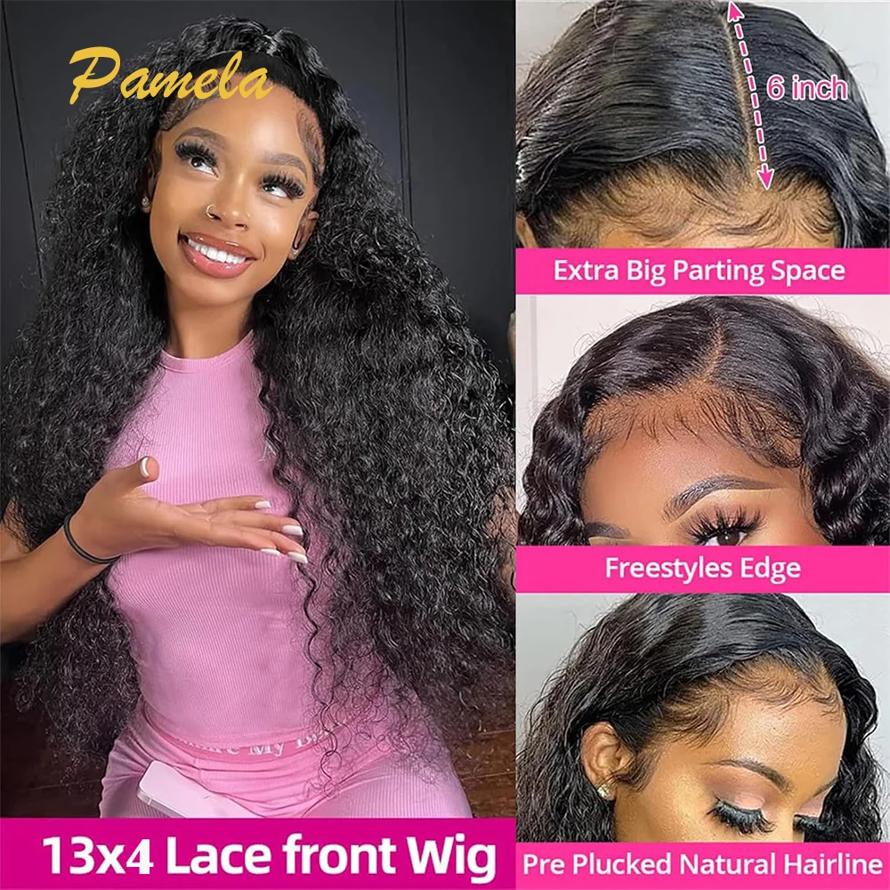 Brazilian 250% Density HD Transparent Lace Frontal Ready To Wear Pre Plucked Glueless Natural Colored Curly Bob Wigs For women