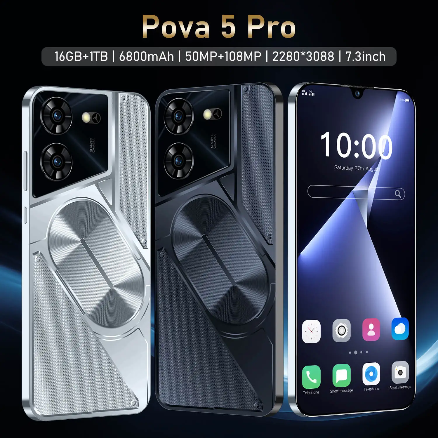 

Смартфон Pova 5 Pro, оригинал, 16 ГБ + 1 ТБ, 6800 мАч, 50 Мп + Мп, Android 13, экран дюйма, разблокированный