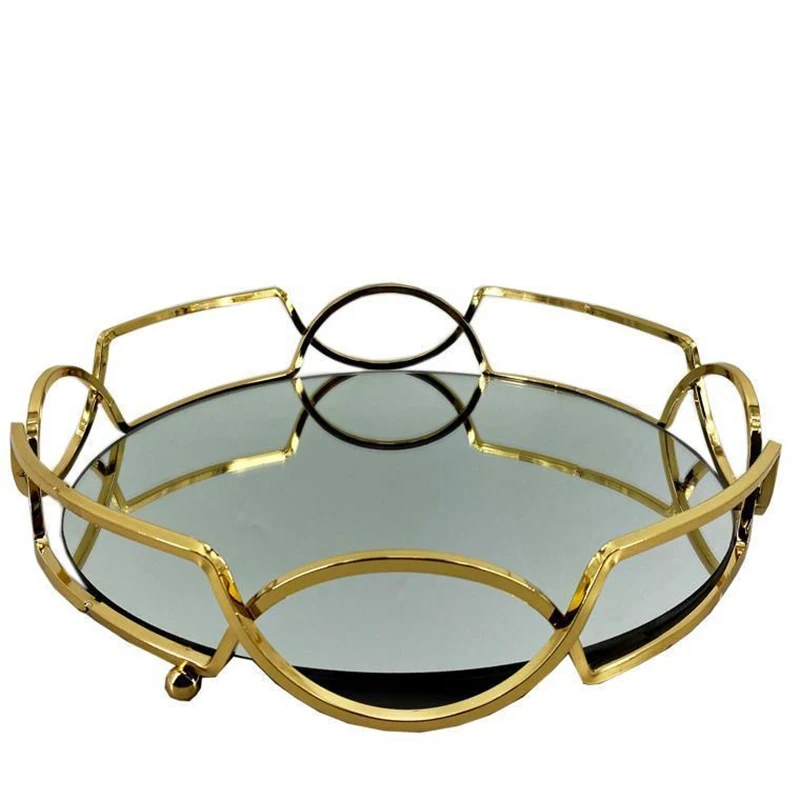 

Зеркальный поднос, зеркальный поднос, зеркальный поднос, декоративный поднос, металлический органайзер для ювелирных изделий и духов, держатель для макияжа