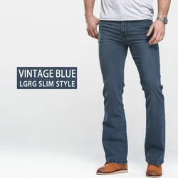 Men's Classic Boot Cut Stretch Denim Jeans with Slight Flare in Blue-Black - 31 (Stretch Vintage Blue)