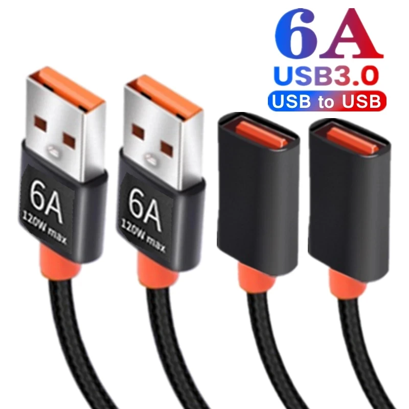 

2/1 шт. Удлинительный Кабель USB 3,0 штекер-штекер удлинитель 6А Высокоскоростная передача данных кабель для ноутбука компьютера камеры ТВ