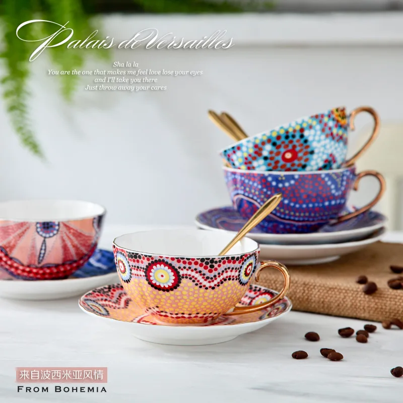 

Высококачественные кофейные чашки из костяного фарфора, винтажные керамические чашки, улучшенные чайные чашки и искусственные роскошные подарки