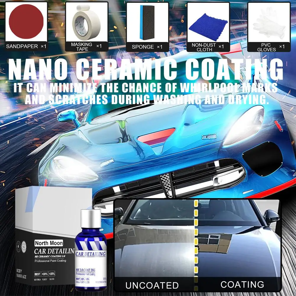 Car Ceramic Coating 50ml Car Coating Agent Waterproof Dustproof Anti-scratch Polishing Plating Ceramic Refurbishment Hydrophobic Paint Repair Agent