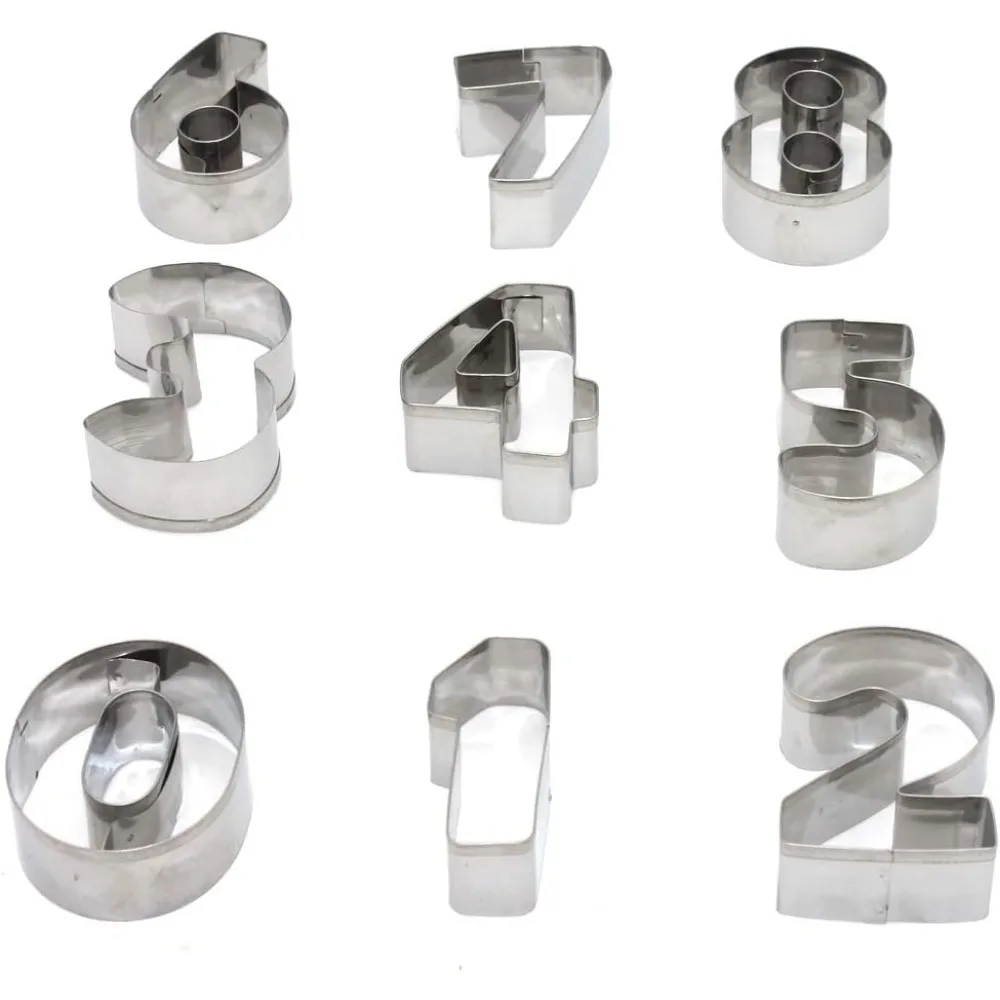 9pcs Stainless Steel Sugar Biscuit Press Stamp Digit Cookie Cutter DIY Fondant Cake Mold Pastry Decor Baking Accesories 2