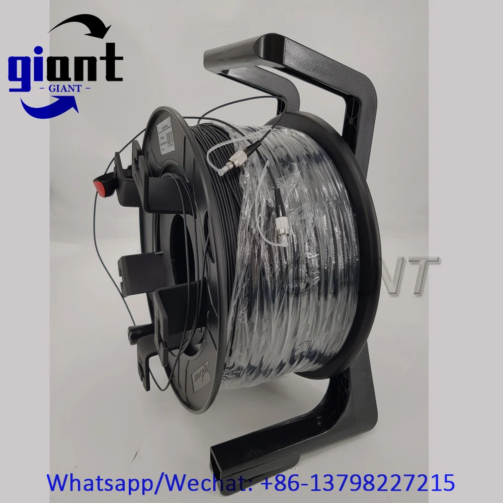 SM,9/125,3.0mm 1코어 TPU 아머드 블랙 케이블, 150M/200M SC/LC/FC UPC 광섬유 패치 코드 PCD310 릴 포함