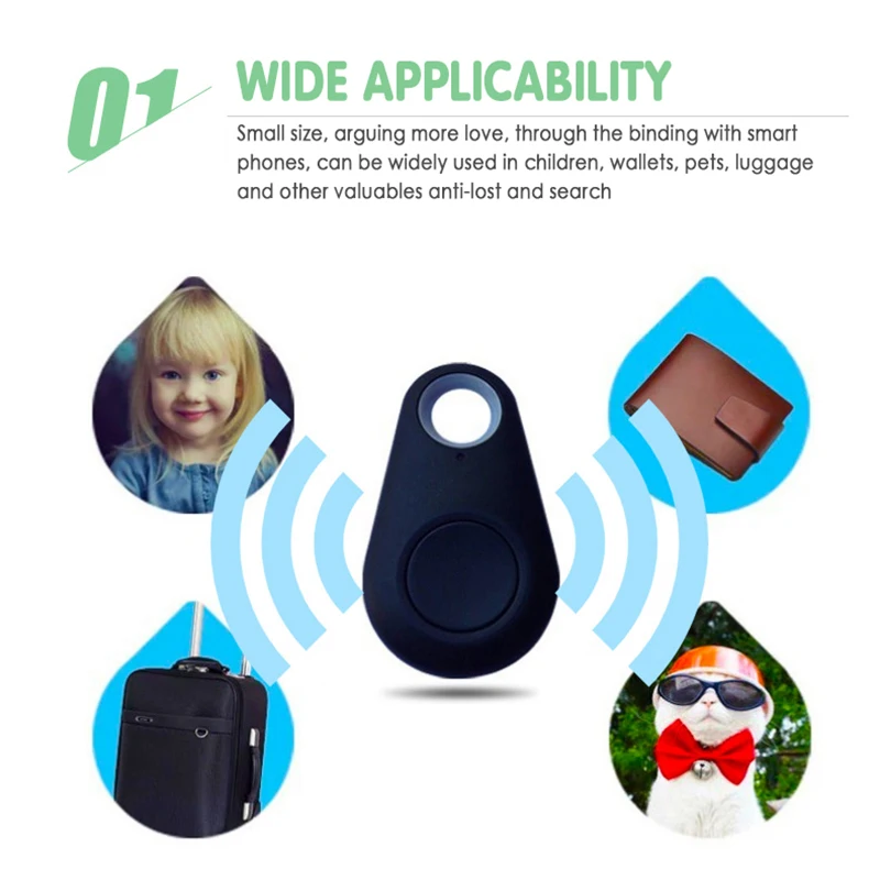 Mini Smart GPS Tracker Waterproof Bluetooth Tracker Anti-Lost Alarm Tag Wireless Finder Locator Pet Dog Cat Keys Wallet Bag Kids