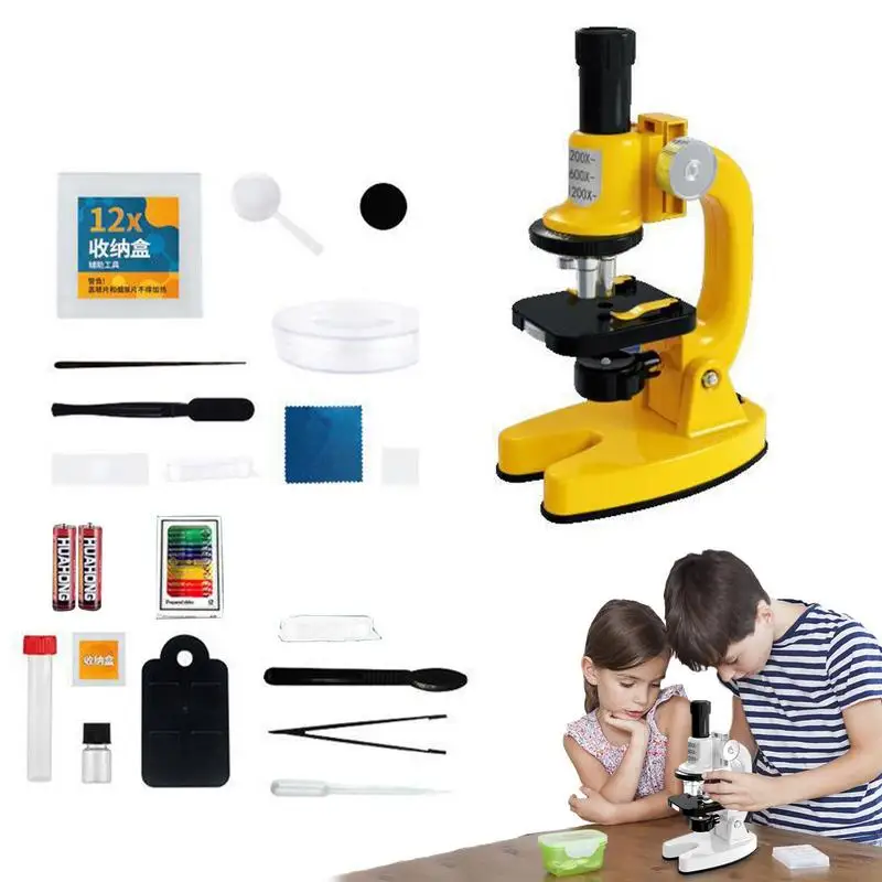 

Kids Microscope Kit Science Lab LED 1200X Biological Microscope Home School Educational Toys Children Optical Instruments