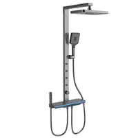 Shower Kit with Storage Shelf, Ambient Lighting, 5-Mode Showering Experience,Thermostatic Mixer,Gunmetal Shower Head Home Shower 1