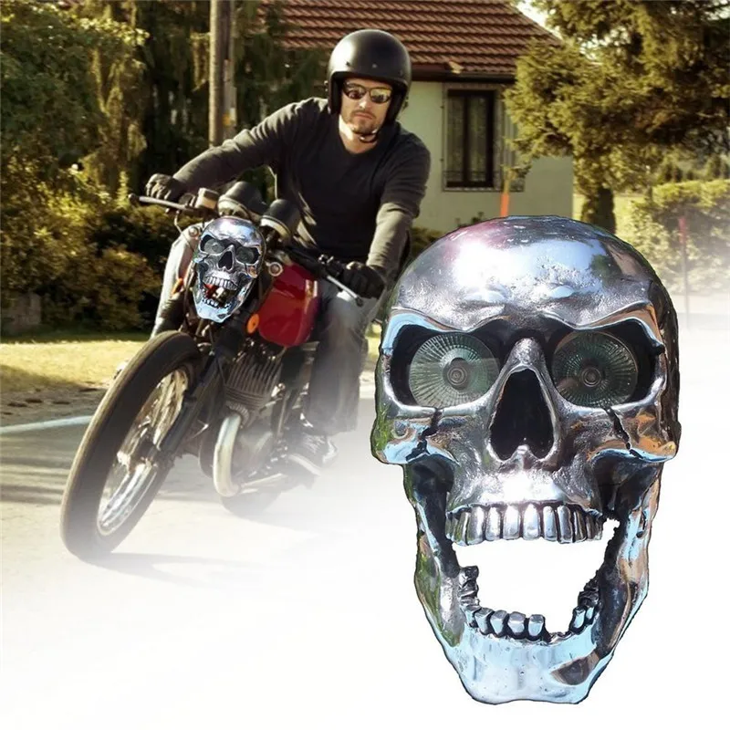 

Universal Motorcycle Resin Skull Headlight Easy To Install Fashionable Decoration Lamp Halloween Best Gift Decoration