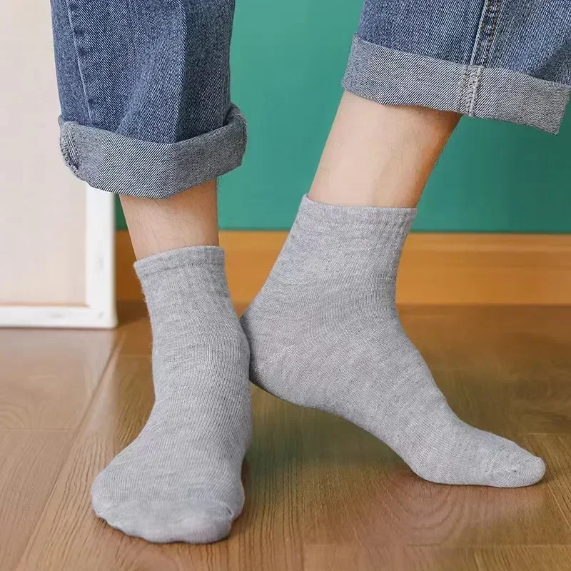 

Thin Mid-tube Solid Color Breathable Autumn Black Soft Business Socks Men's Polyester Cotton 10pairs/men's Summer Classic