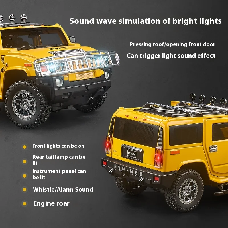 Simulation 1:18 Hummer H2 Alloy Off Road Car Diecast Metal Model
