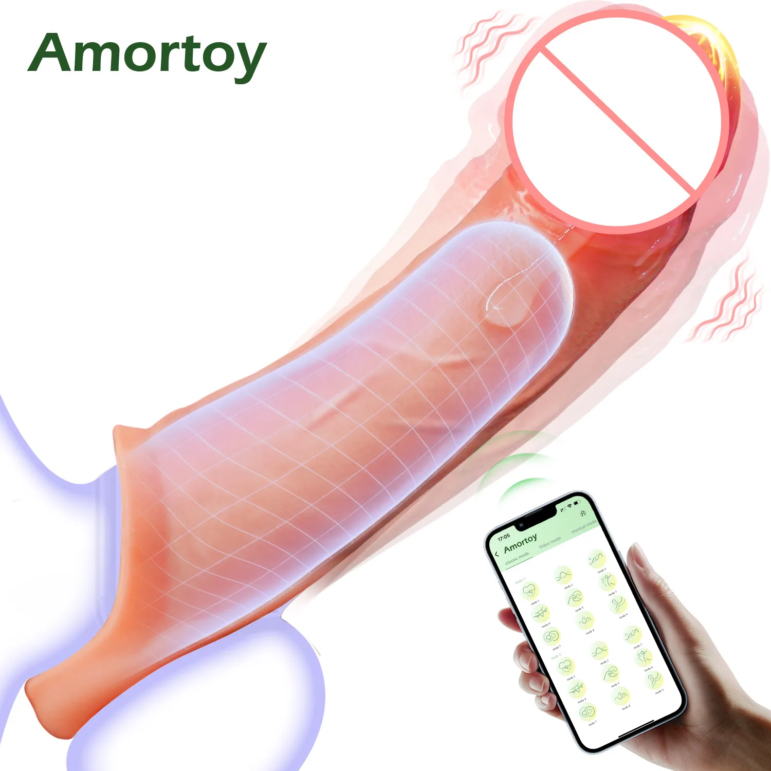 APP Control Extender Up 3in Sleeve for Penis Enlargerment Vibrator Man Erection Delay Ejaculation Cock Ring Sex​ Toys for Couple penis sex toys