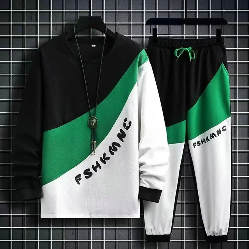 

Men Patchwork Design Luxury Hoodie Set Brand Sweatshirt Sweatpant Suit Male Casual Harajuku Hoody Sport Trousers Streetwear