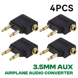 Airplane Audio Adapter 3.5mm AUX Plug for Travel Headsets - Wholesale Pack of 1 - 10 (4PCS Black)