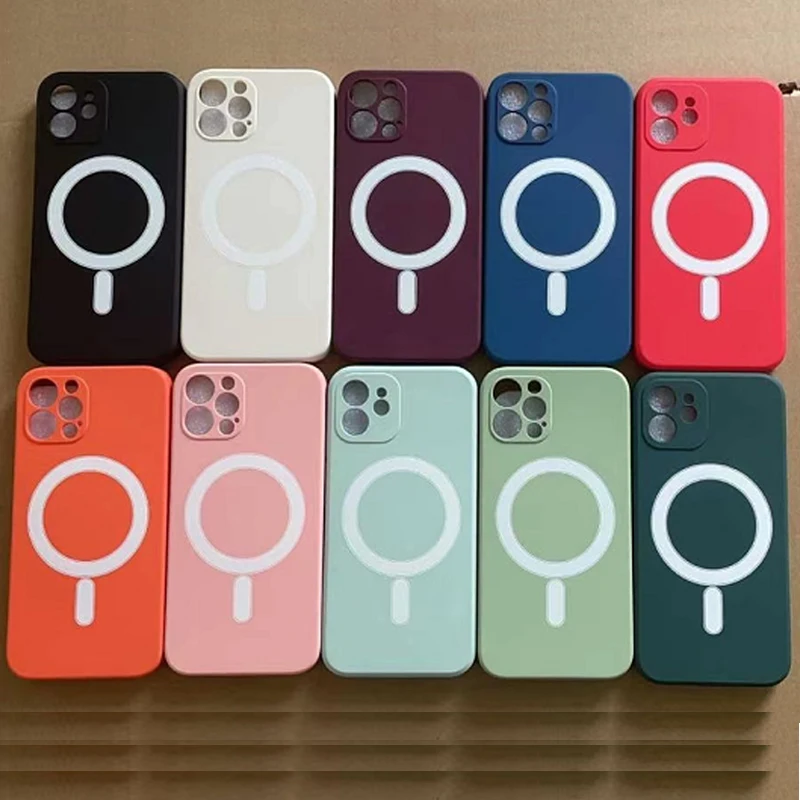 Silikonowy Futeraé Macsafe Dla Magsafe Iphone 11 12 13 14 Pro Max Mini Xs Xr X 7 8 Plus Se 2020