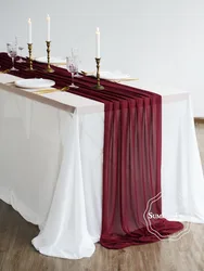 Lilac Sheer Table Runner - Elegant Rustic Wedding & Party Decor - 4.26m x 74cm (Burgundy)