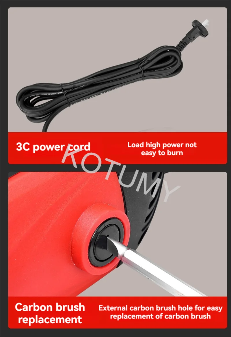 KOTUMY Elektrischer Betonmischer, Handschub, hocheffizienter Futtermörtel, Multifunktions-Konstruktion, Zementmischer, 220 V, 9800 W – Detail 13