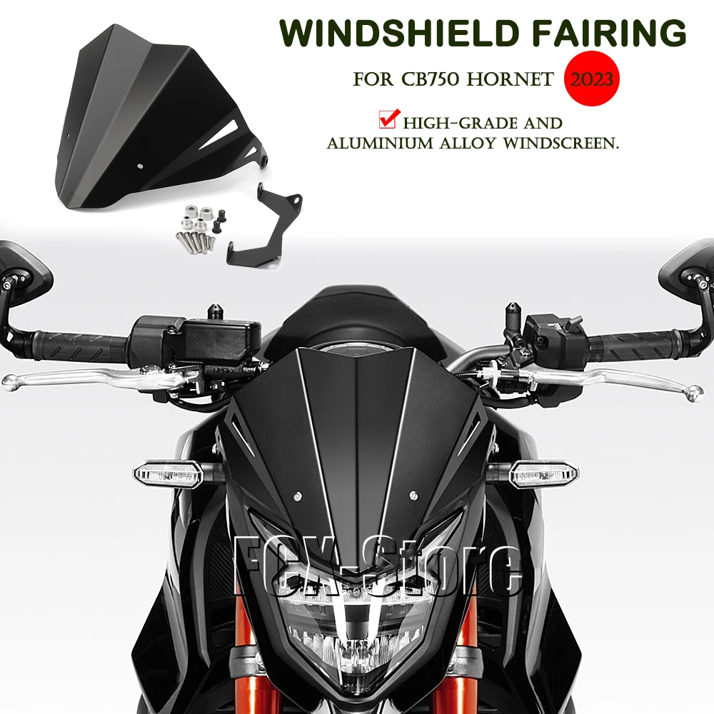 

New Motorcycle Accessories Aluminum Black Windscreen Windshield Wind Shield Deflector For HONDA CB 750 Hornet CB750 HORNET 2023