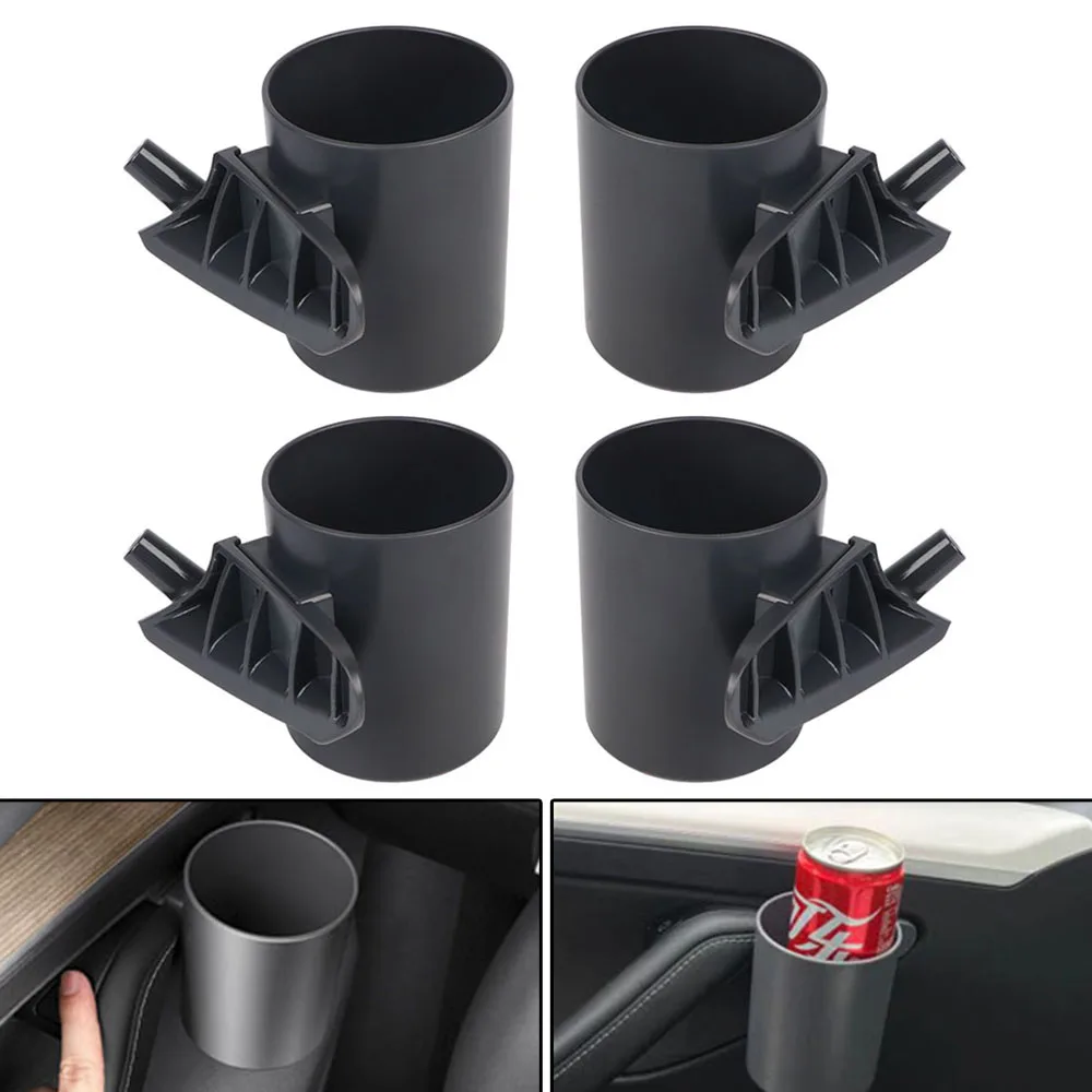 

4 Pcs Car Door Cup Holder For Tesla Model 3 Y Auto Interior Door Mount Special Cup Storage Box Rack Drink Water Bottle Stand
