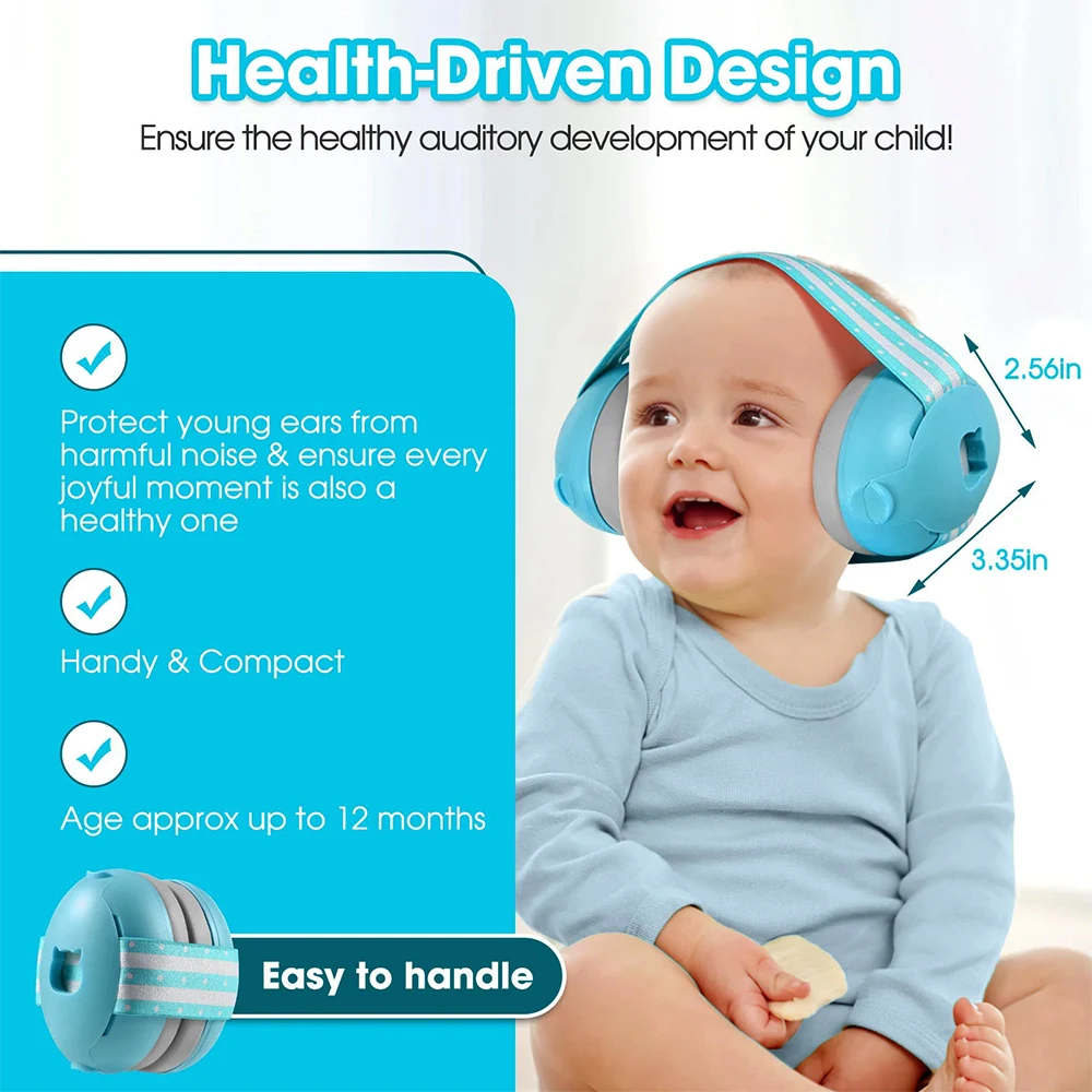 YHKEMA Baby Noise Canceling Ear Muffs Adjustable Headphones for Infant Ages 0-3 Years Baby Ear Protection Helps Improves Sleep