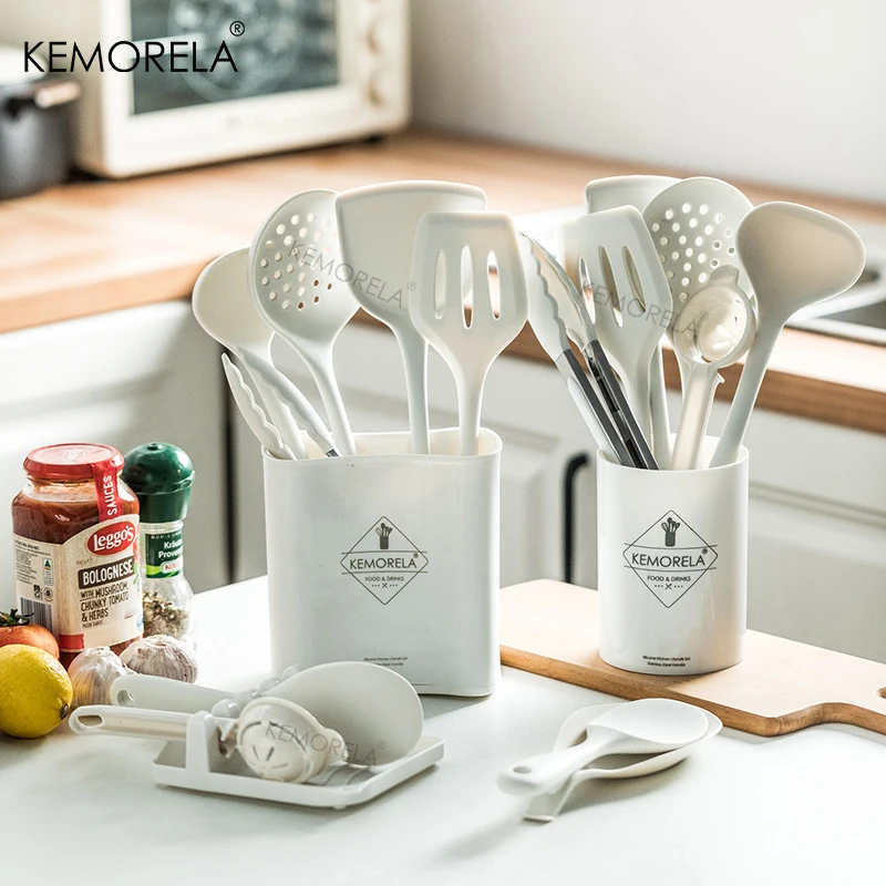 Silicone Kitchen Utensil Set - Non-Stick Cooking Tools with Silicone Handles, 9-Piece Cookware Accessories
