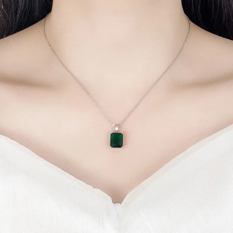 طقم إكسسوار أخضر بحجر مستطيل