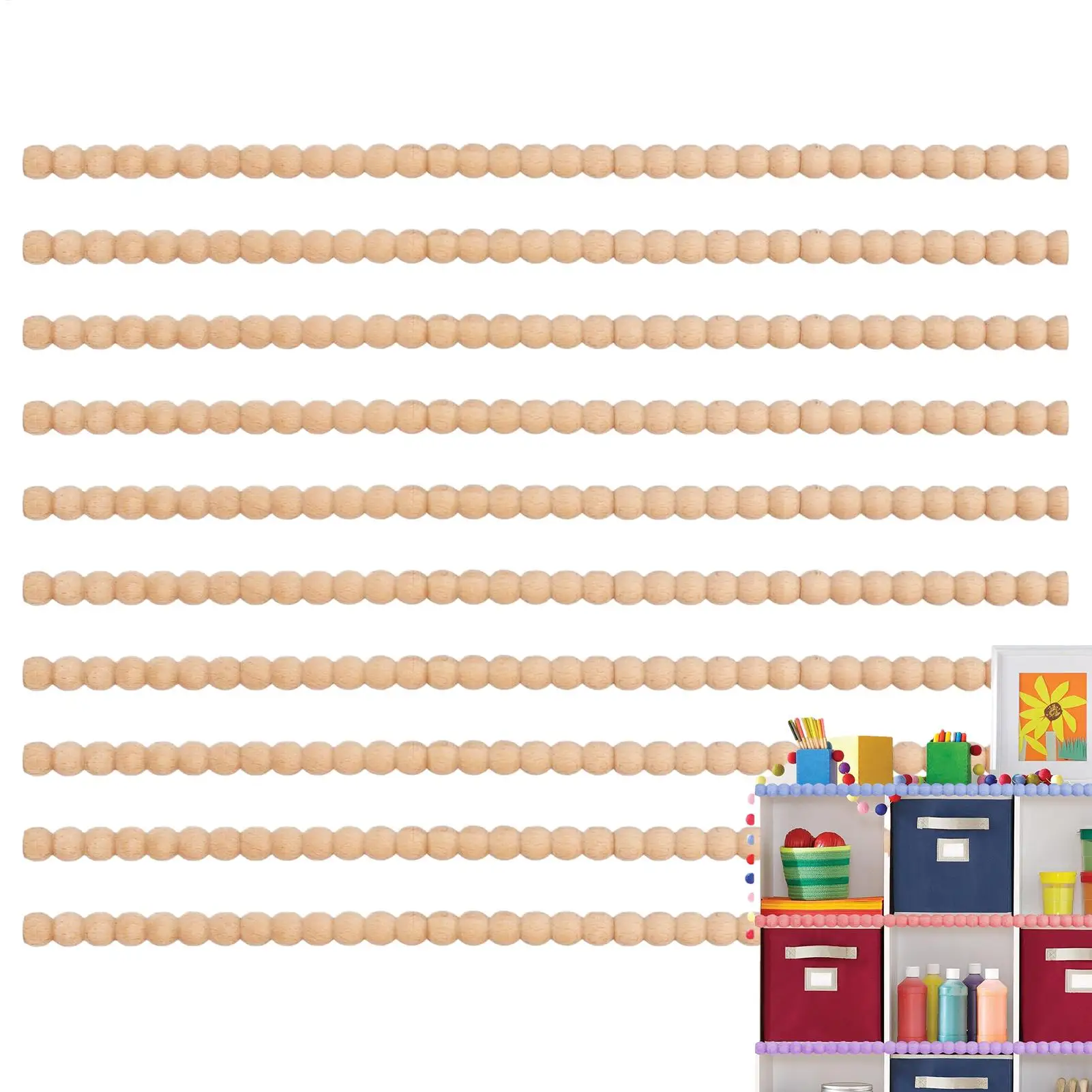 10PCS Decorative spool wood trim semi-circular wooden bead shape unfinished 3D bead wood trim suitable for handicraft decoration