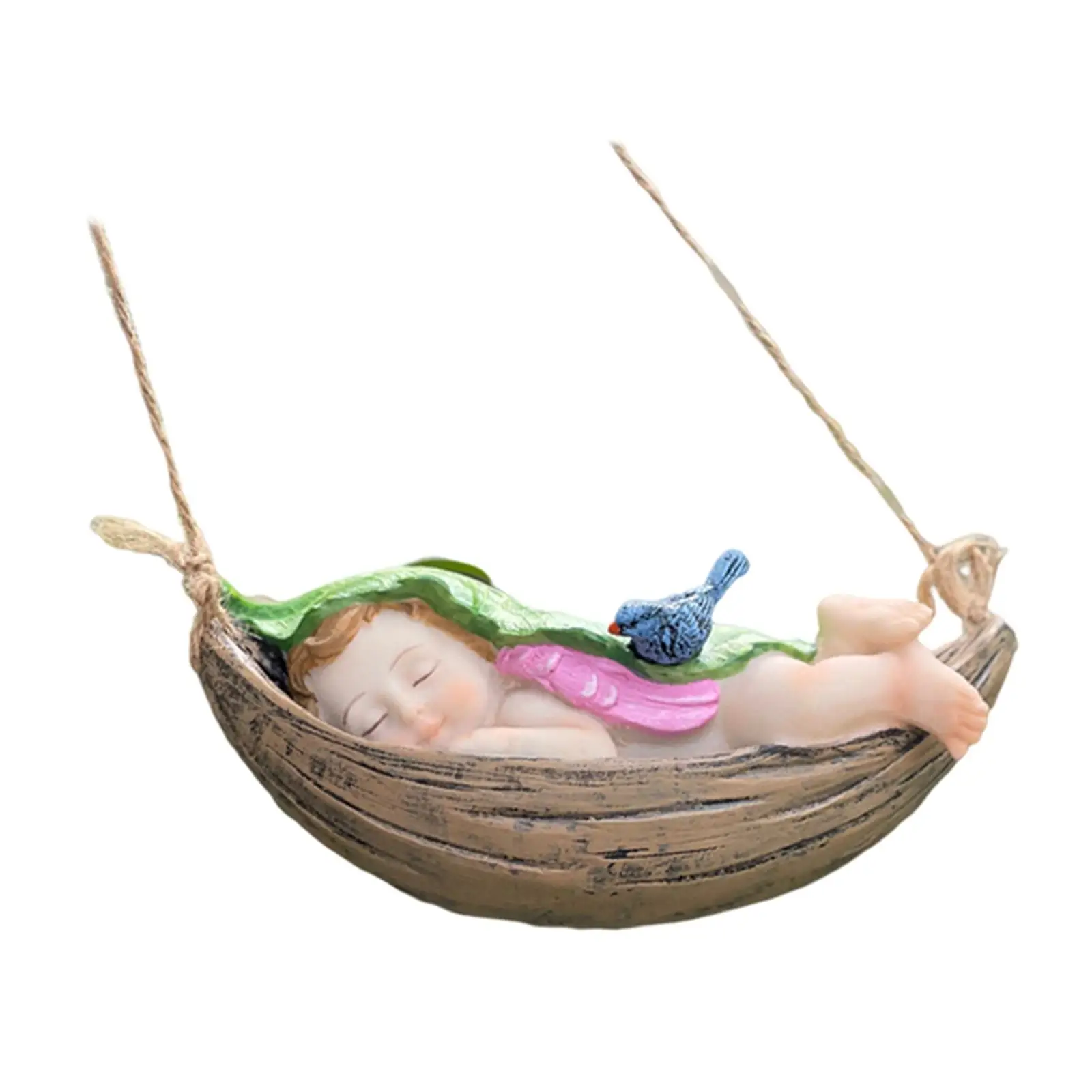 Figure Décor Sculpture Girl Figurine Sleeping Girl Statues, Swing Hammock Figurines for Backyard Holiday Outdoor Patio Gifts