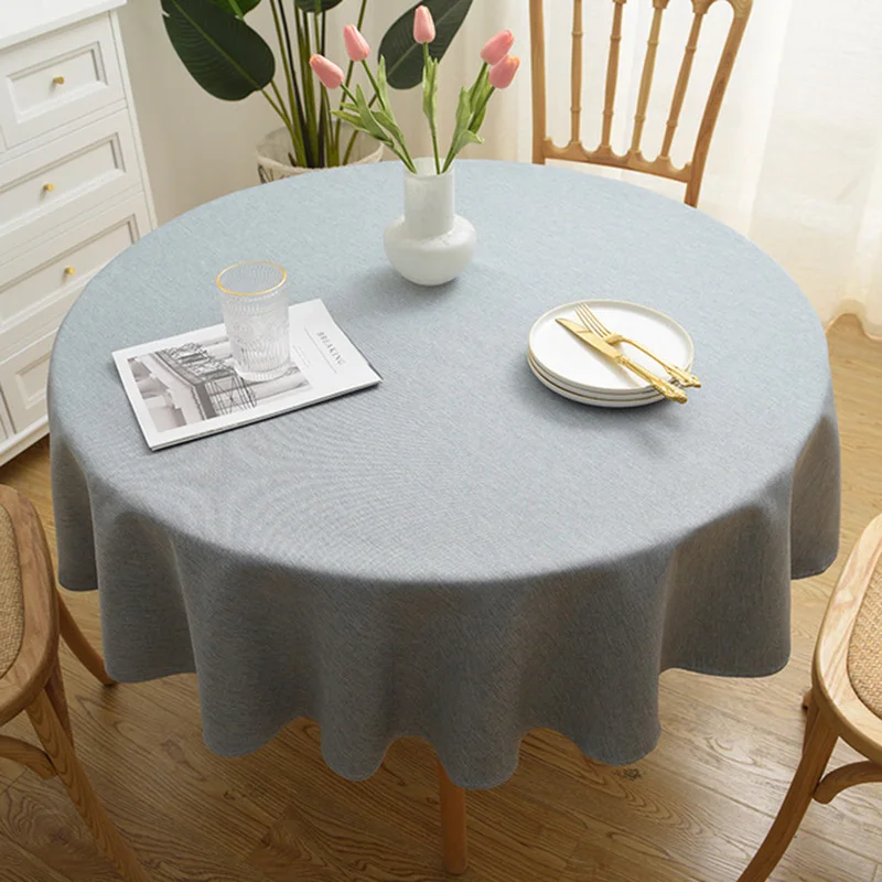 

Round Tablecloth Solid Color Cotton and Linen Dining Table Table Cloth Waterproof and Oil-Proof Wedding Hotel Banquet Decor