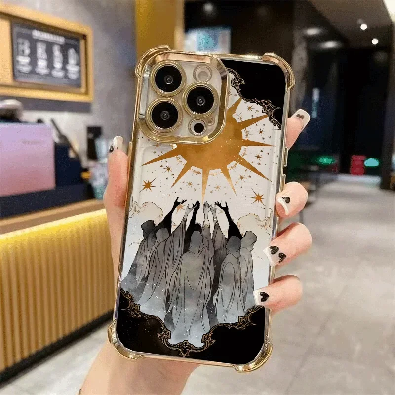 Luxury Solar System Sun Moon Star Plating Soft Phone Case