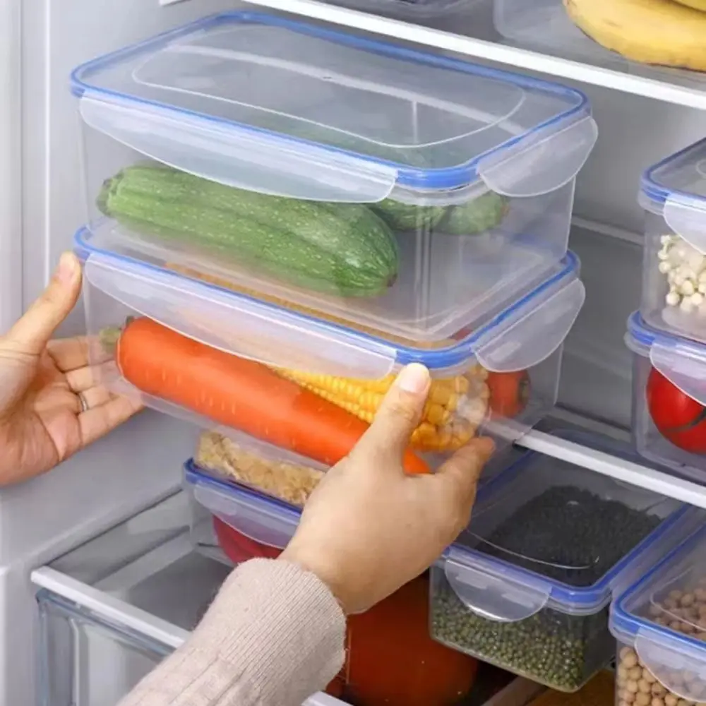 Refrigerator Preservation Box, Double-Layer, Large Capacity, Sealed Box, Vegetable and Fruit, Food Grade, Drain 3