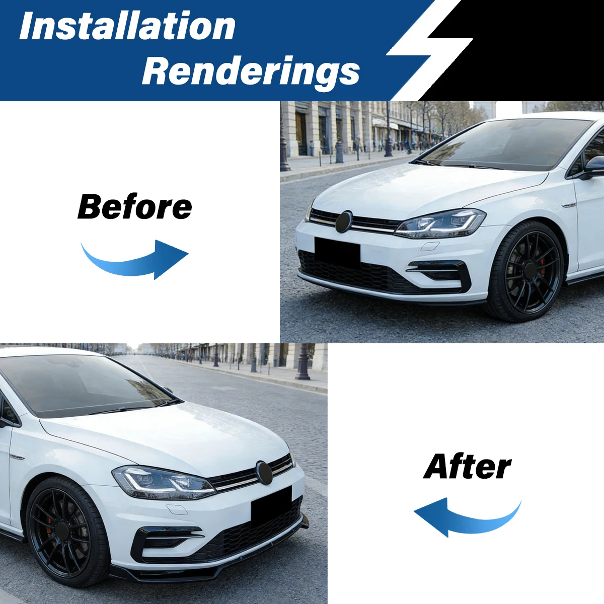 폭스바겐 골프 7 7.5 GTI GTD R R-라인 2013 2014 2015 2016 2017 2018 2019 2020 맥스톤 스타일 자동차 프론트 범퍼 스플리터 립 바디 키트