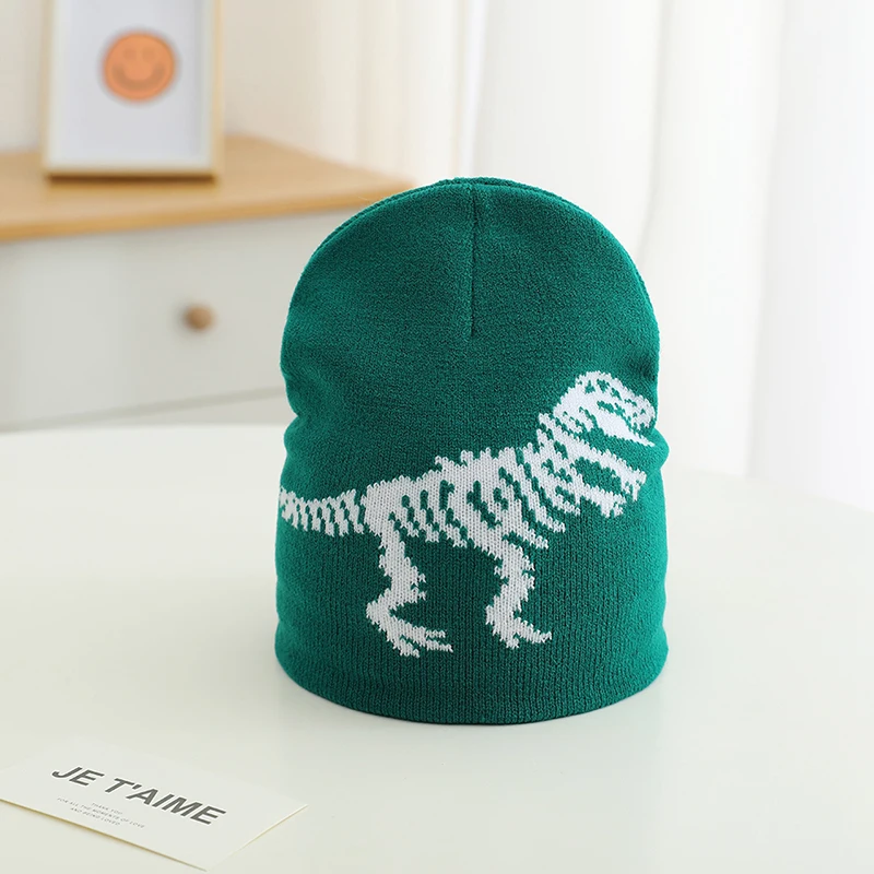 Kids Caps Fashion Kids Caps Sports Warm Hats Baby Boys Autumn Winter Casual Knitted Cartoon Dinosaur Children Outdoor