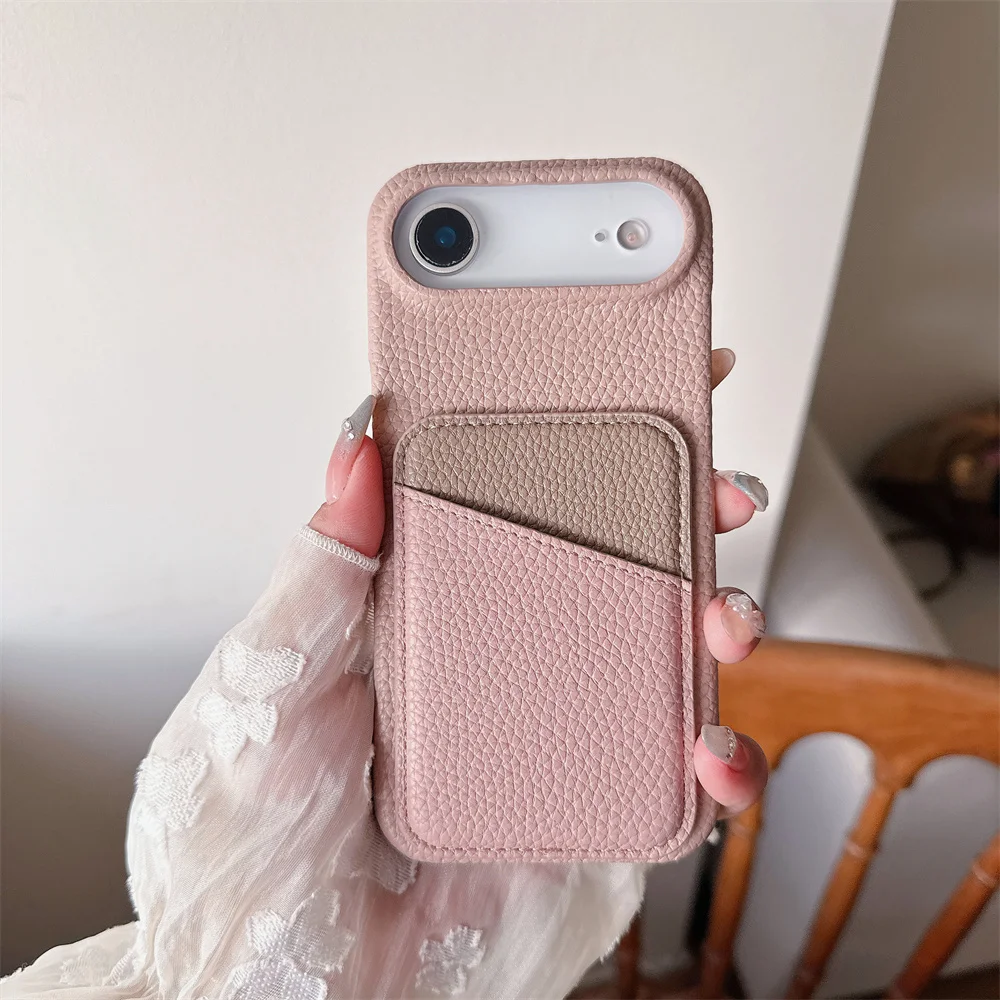Luxury Color Collision Leather Wallet Card Slot Phone Case - Elegant Back Cover