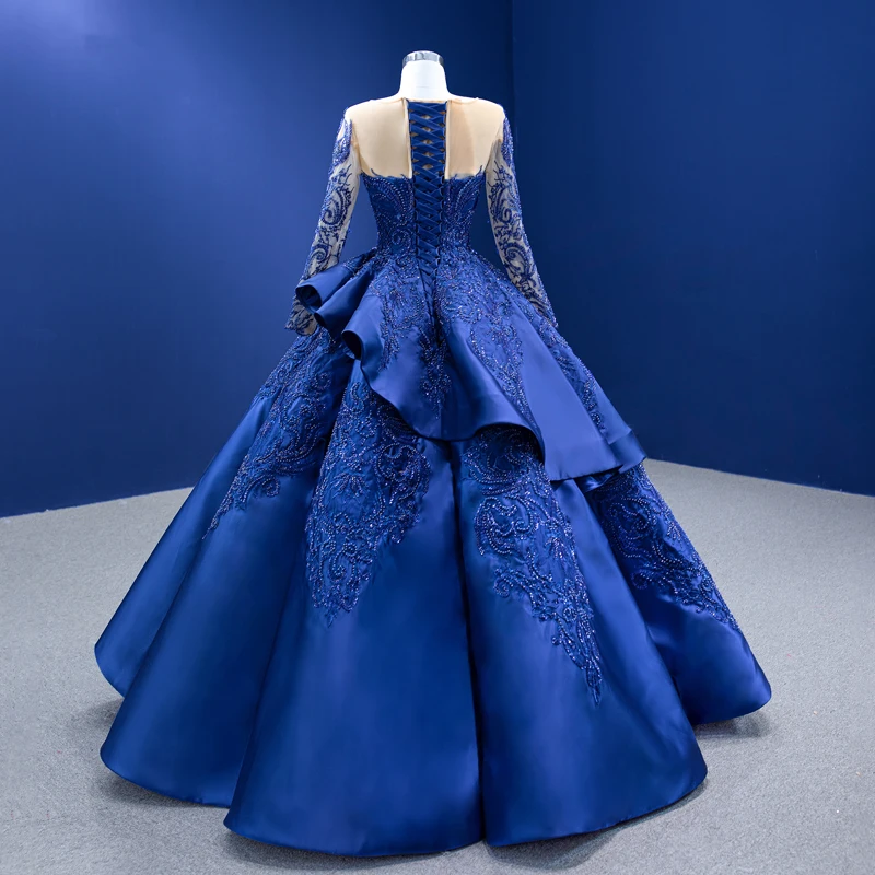 Royal Blue Evening Dresses Long Luxury Celebrity Lace High Neck Ball Gown Rsm222104 Vestidos De Mujer Elegantes Para Fiesta 2
