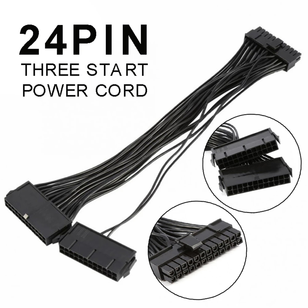 

Dual PSU Power Supply 24-pin ATX Motherboard Adapter Connector Cable Cord