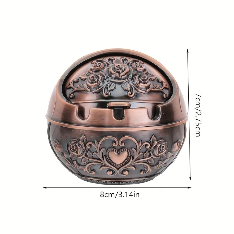 Metal Ashtray 1pc Ashtray Smoking Windproof Vintage Lid ornament Retro Cigarette Gadgets Indoor Outdoor Ashtrays Family Bar